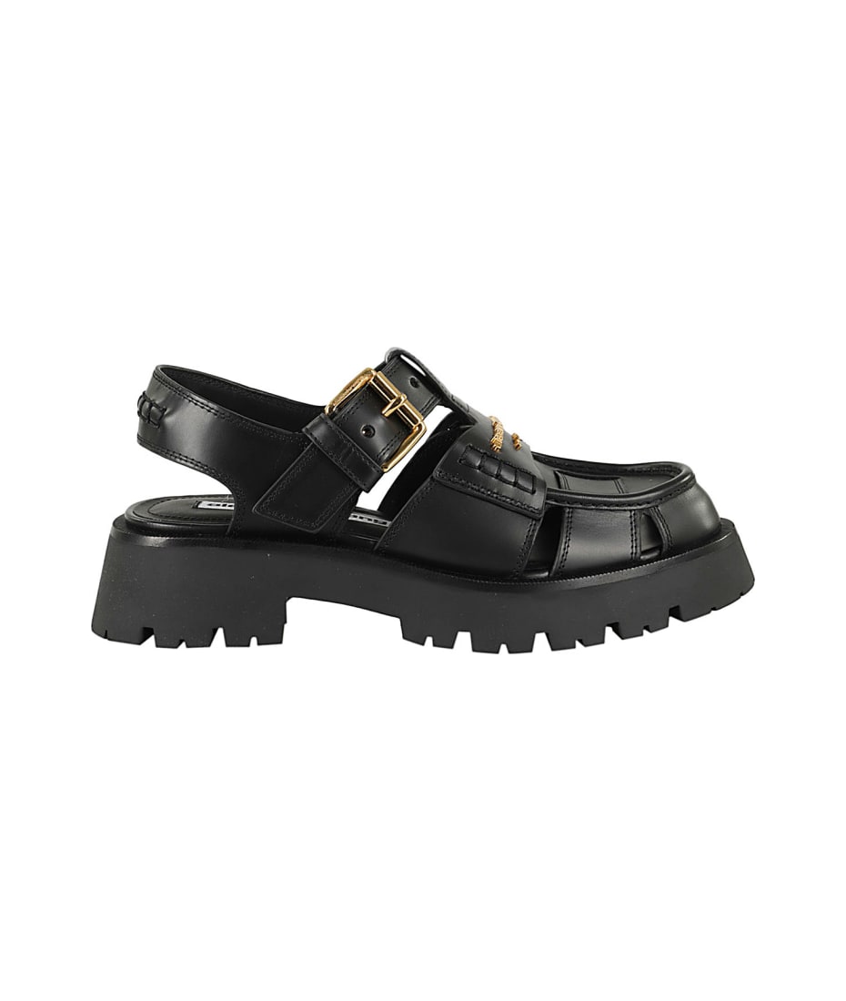 Alexander Wang ☆ブラック Rexa Cage スライドサンダル Rexa Cage Slide in Leather in BLACK | alexanderwang®