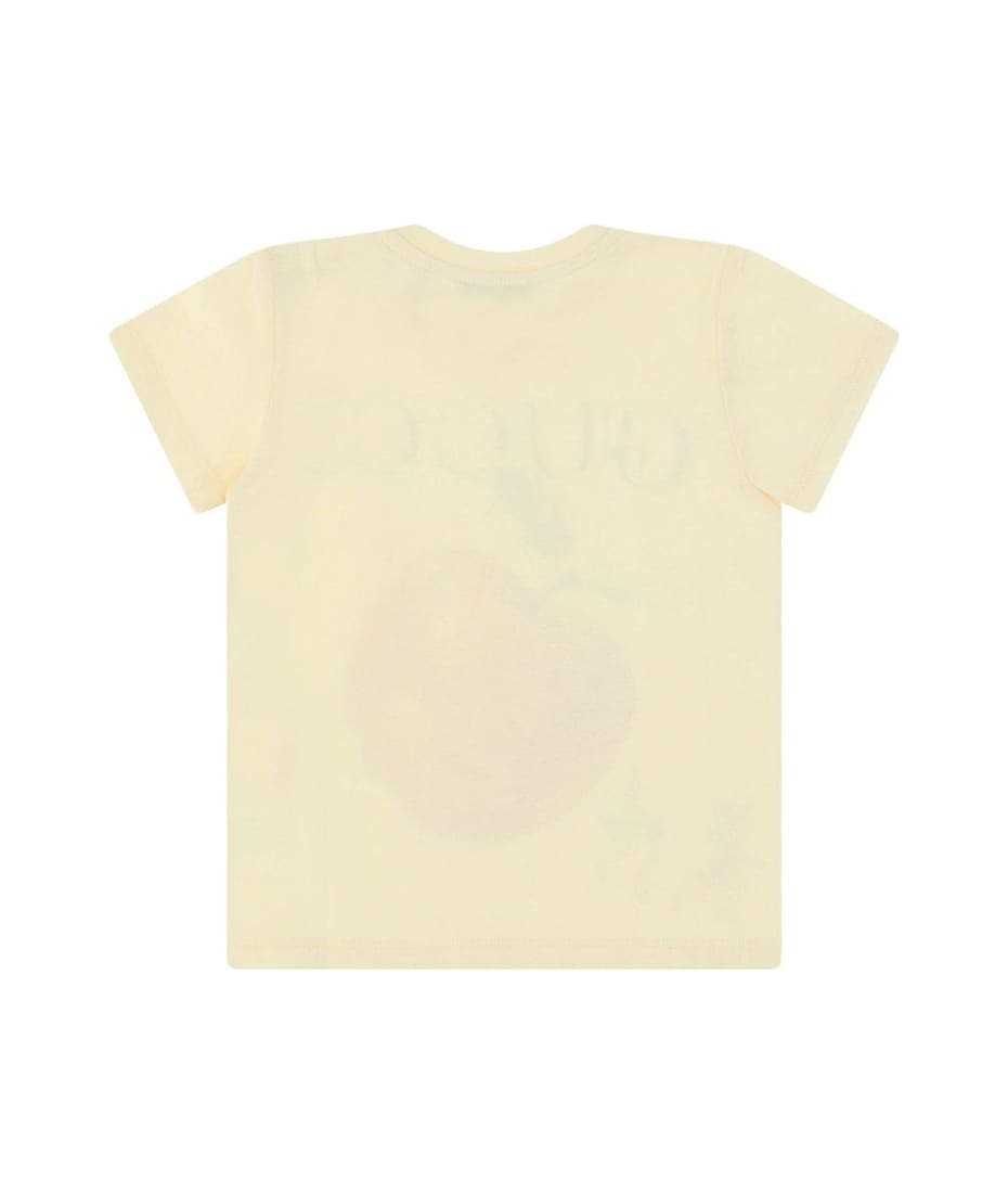 Gucci X Peter Rabbit Apple Printed Crewneck T-shirt - Yellow