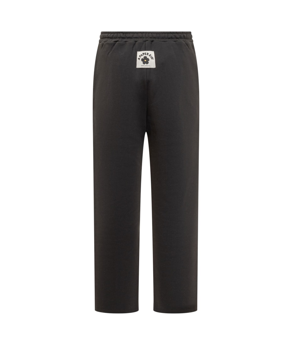 A Paper Kid Pants With Logo - NERO