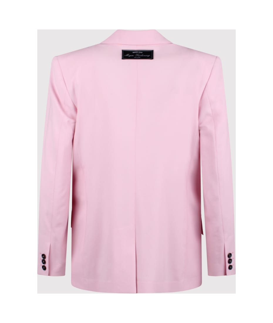 【送料&関税込】Msgm Single-breasted Blazer With Applique Msgm Logo-Appliqué Single-Breasted Blazer In Blue - 50% Off