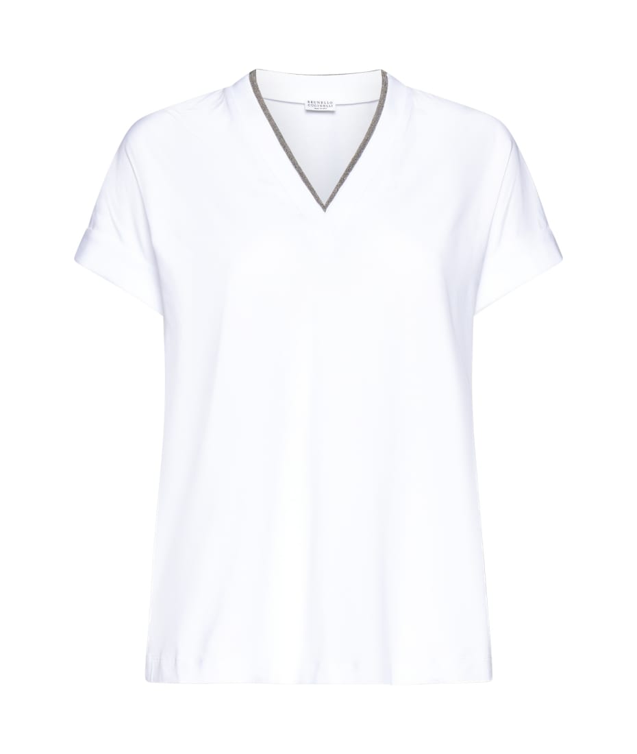 【関税&送料込み】Brunello Cucinelli Cotton V-Necked T-Shi Brunello Cucinelli V-neck T-shirt | italist