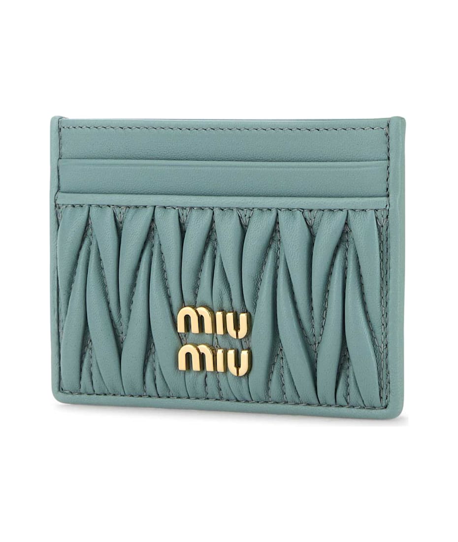 Miu Miu Light Blue Leather Card Holder | italist