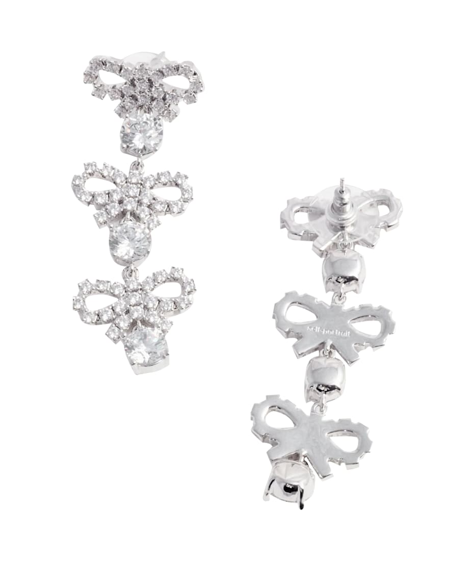 self-portrait Micro Bow Crystal Tiered Earrings | italist