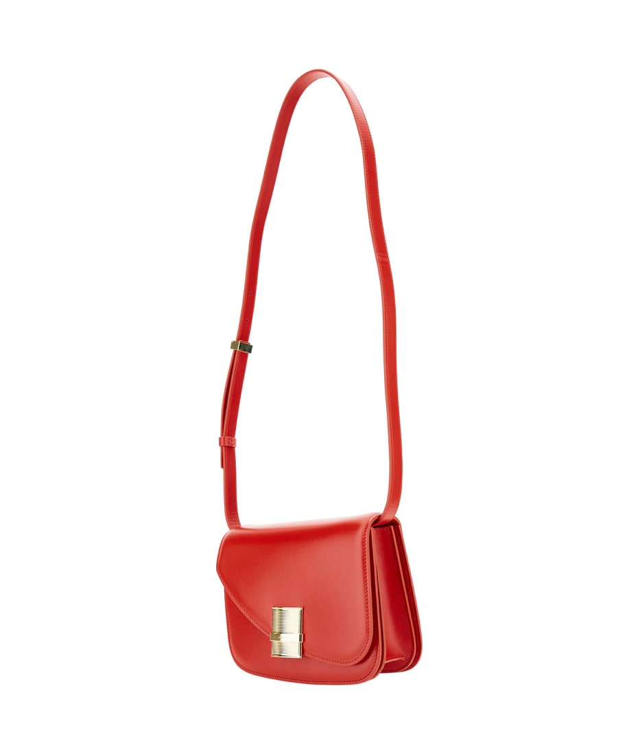 【送料&関税込】Ferragamo oyster Red Asymmetric Crossbody Ba Ferragamo 'oyster' Red Asymmetric Crossbody Bag With Logo
