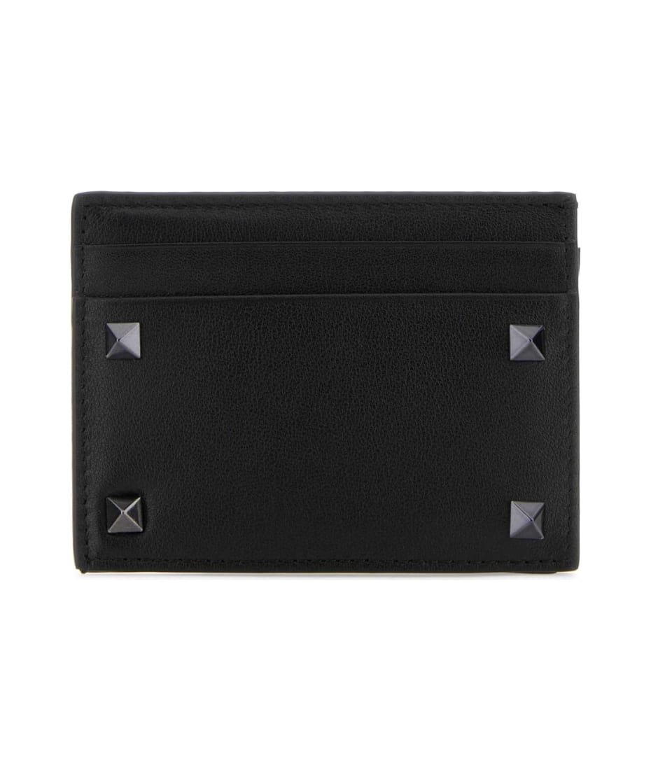 カードケース・名刺入れ 25AW Valentino Garavani Black Leather Card Holder Black Valentino Garavani Black Leather Rockstud Card Holder