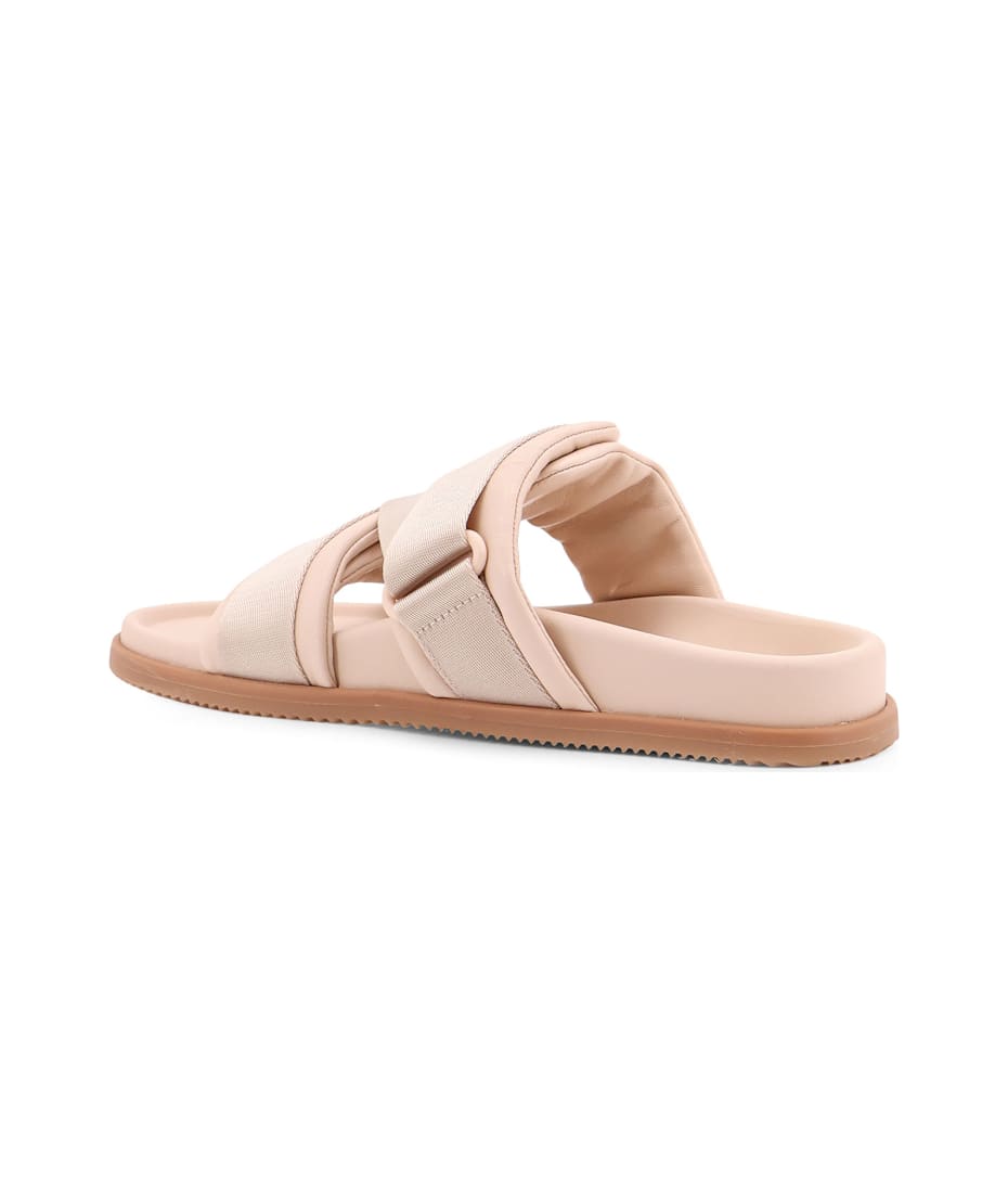 Moncler Mon Summer Leather Sandals With Nylon Details