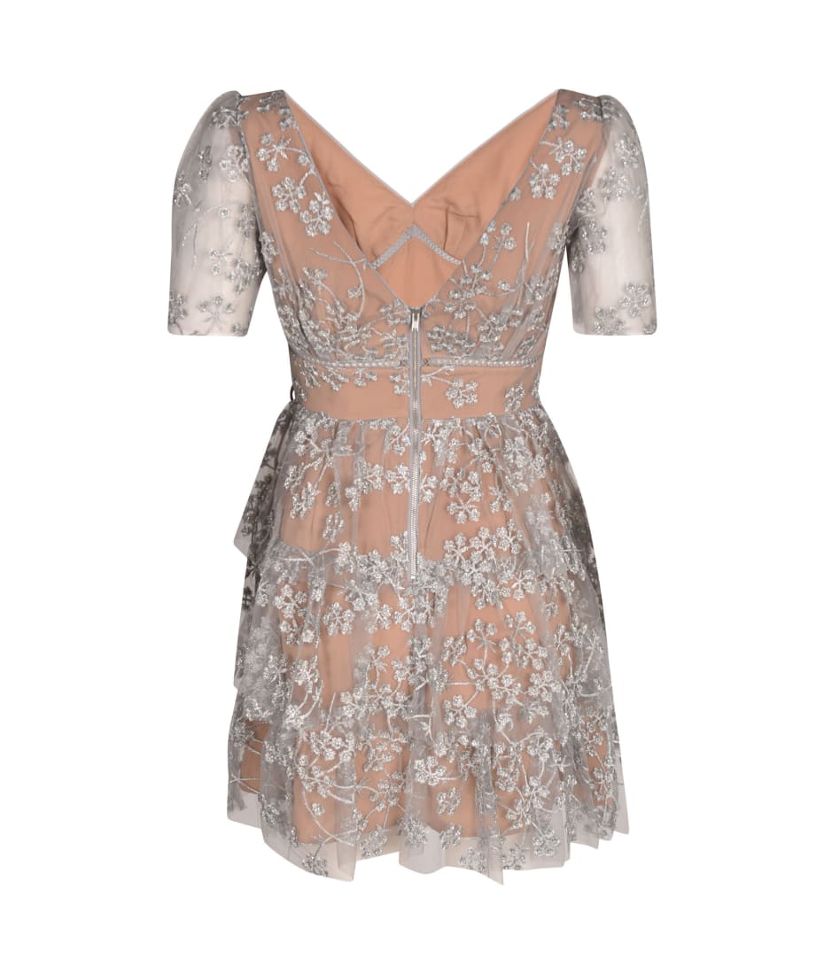 Embroidered Blossom Tiered Mini Dress