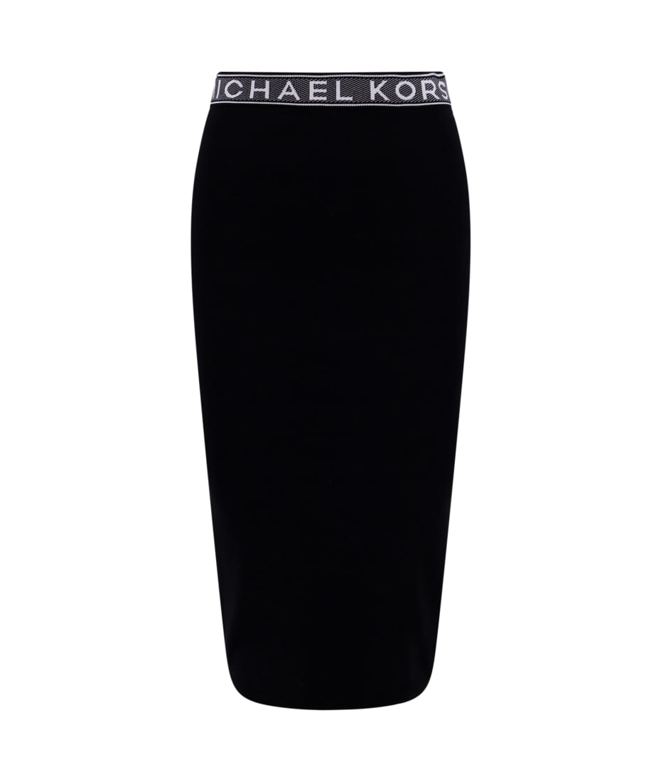 スカート Michael Kors FW23 MIDI SKIRT (MF3709I33D_001BLACK) Logo Tape Stretch Viscose Midi Skirt | Michael Kors [US]