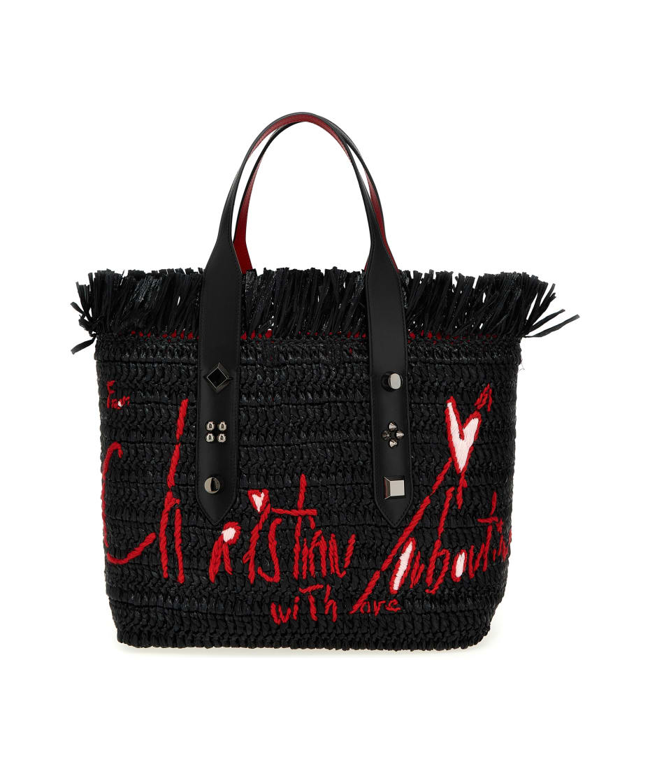 NEW Christian Louboutin Medium Frangibus Print Denim Tote