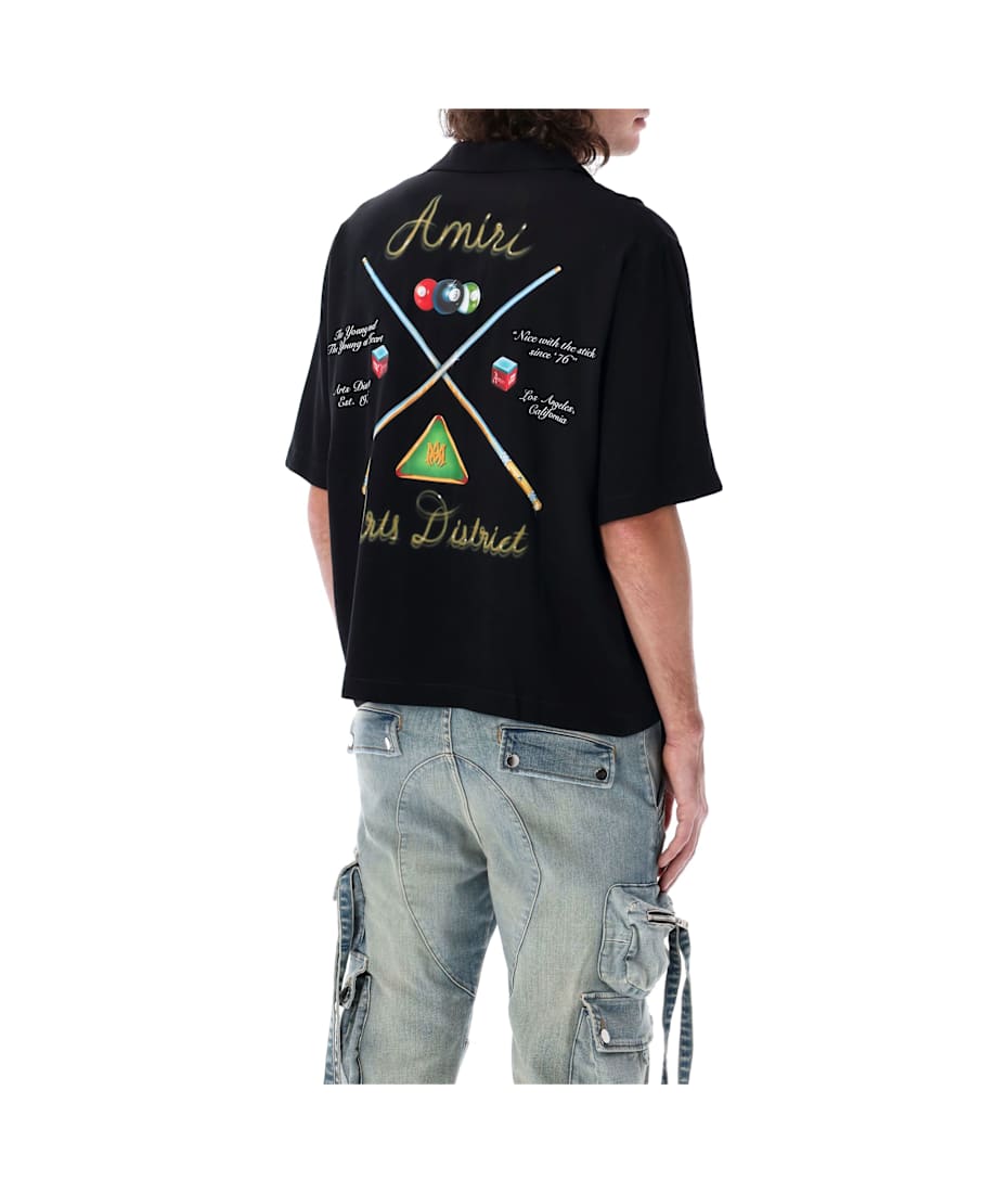 大人気★【AMIRI】Pool Cue 半袖Tシャツ AMIRI POOL CUE BOWLING SHIRT - Black | AMIRI