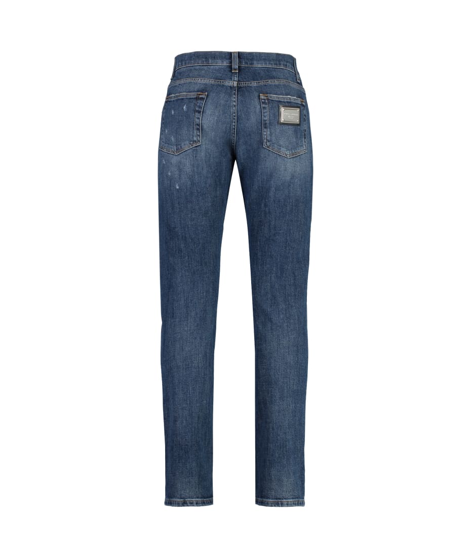 Dolce & Gabbana Five-pocket Jeans With Logo Plaque | italist