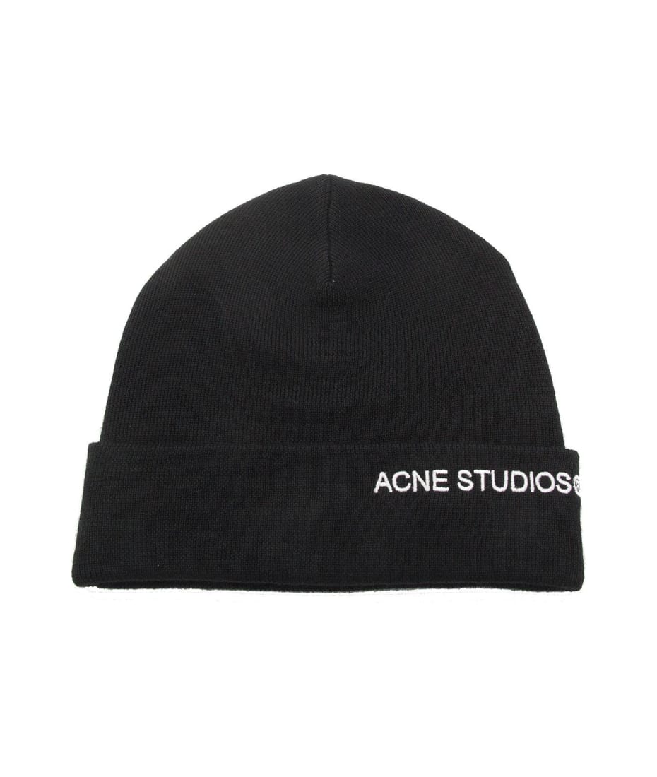 Acne Studios Logo Embroidered Ribbed Beanie 帽子 通販 | italist