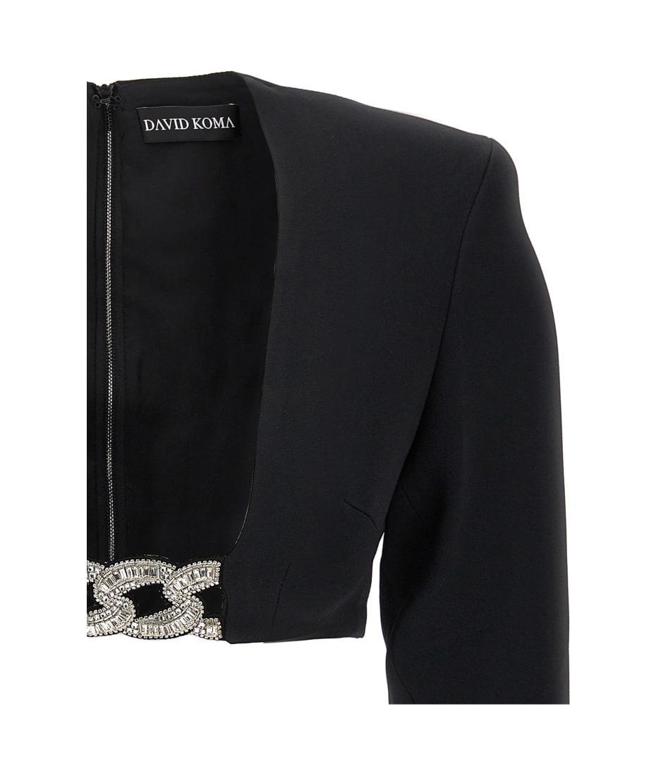 Tシャツ・カットソー DAVID KOMA Women Tunic Tops PF23DK11TBLACKSILVER Black David Koma Top '3d Crystsal Chain And Square Neck' | italist