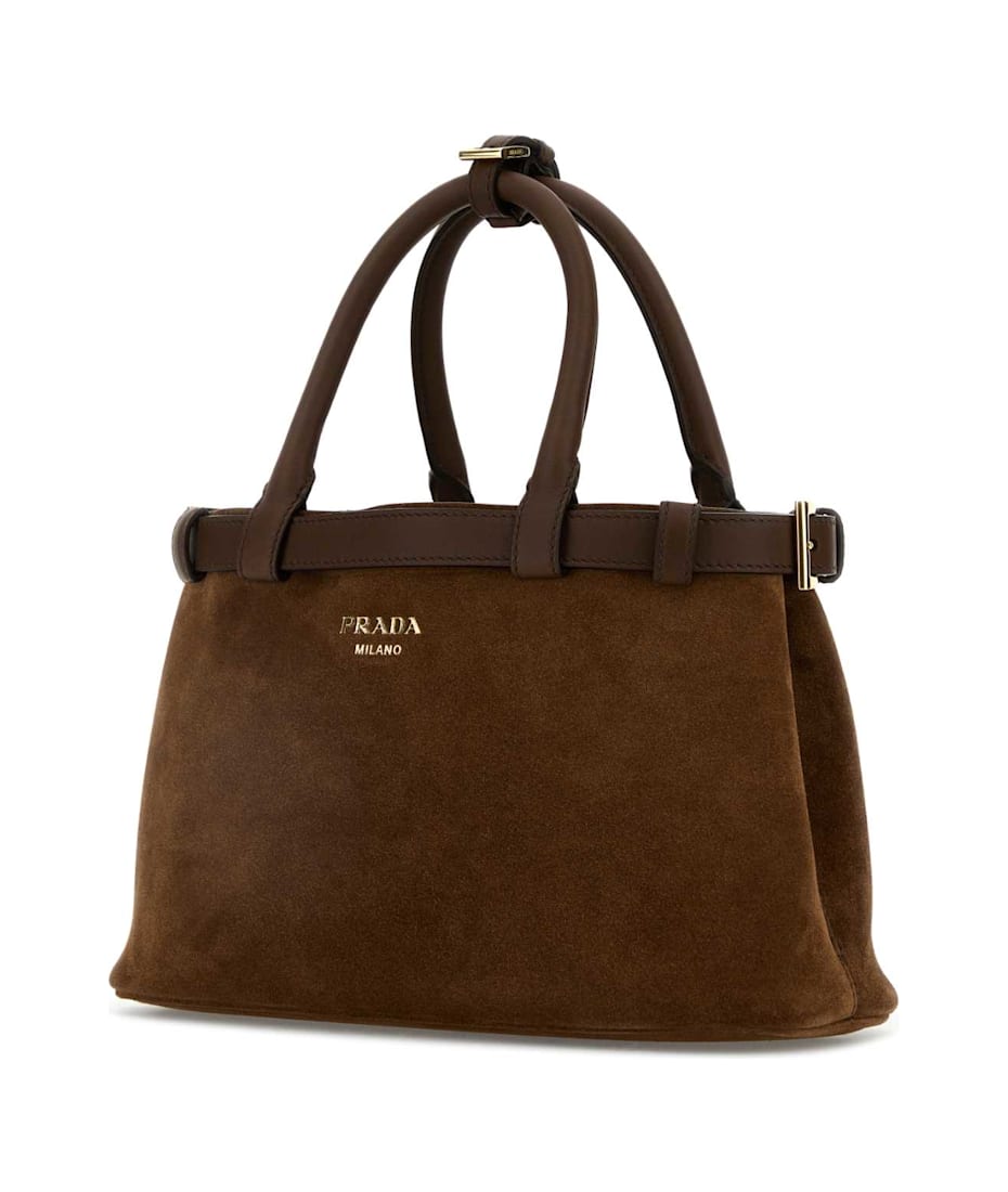 ハンドバッグ PRADA BROWN SUEDE PRADA BUCKLE LARGE HANDBAG Brown Suede Prada Buckle Handbag | italist
