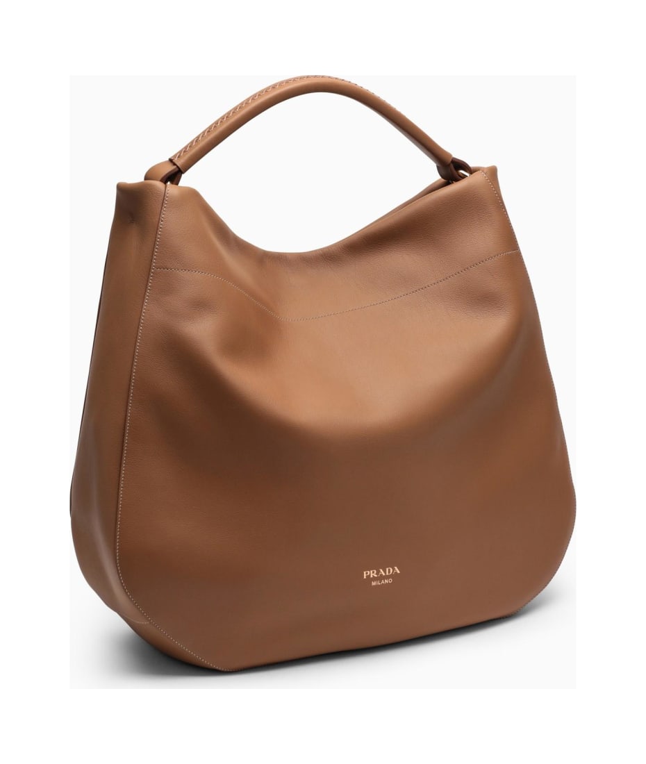 Prada Large Caramel-coloured Leather Shoulder Bag | italist