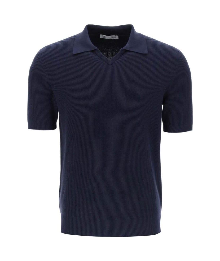 Brunello Cucinelli Short-sleeved Ribbed-knit Polo Shirt