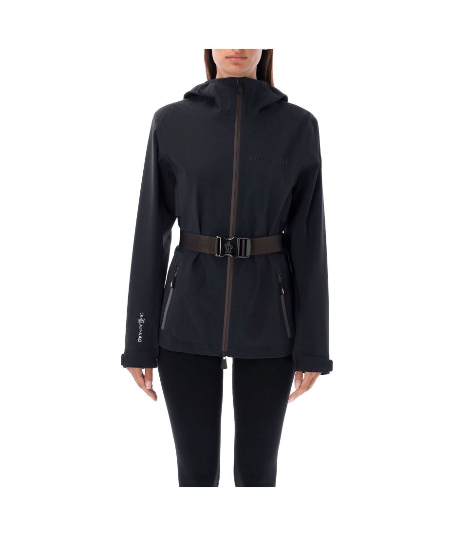 【関税&送料込】Moncler Grenoble Black Stretch Nylon Fex Jac MONCLER GRENOBLE Fex hooded belted stretch-shell jacket