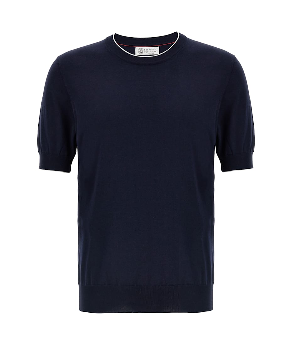 VIP【送料関税込】BRUNELLO CUCINELLI KNITTED COTTON T-SHIRT Knit T-shirt for Man in Apricot | Brunello Cucinelli