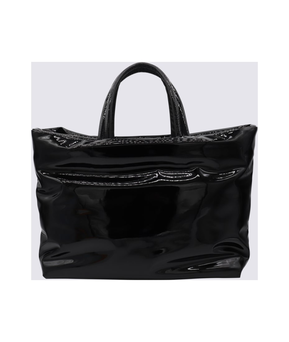SAINT LAURENT マキシ トート（パテントキャンバス） Saint Laurent Black Patent And Canvas Maxi Tote トートバッグ