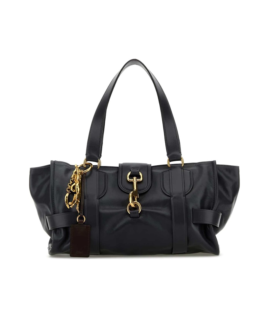 【送料&関税込】ChloAC Navy Blue Leather Kerala 25 Shopping Chloé Navy Blue Leather Kerala 25 Shopping Bag | italist
