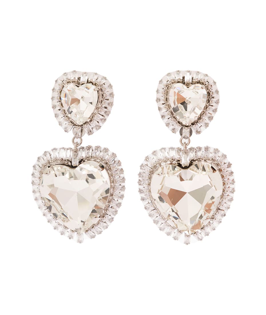 Alessandra Rich Silver colored Heart shaped Clip on Earrings With