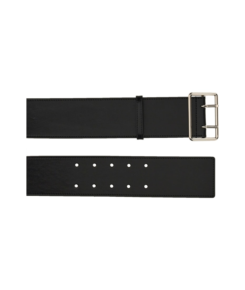 ベルト alexander mcqueen Black leather belt (7575741BR0T 1000) Alexander McQueen ALEXANDER MCQUEEN Black Leather Belt