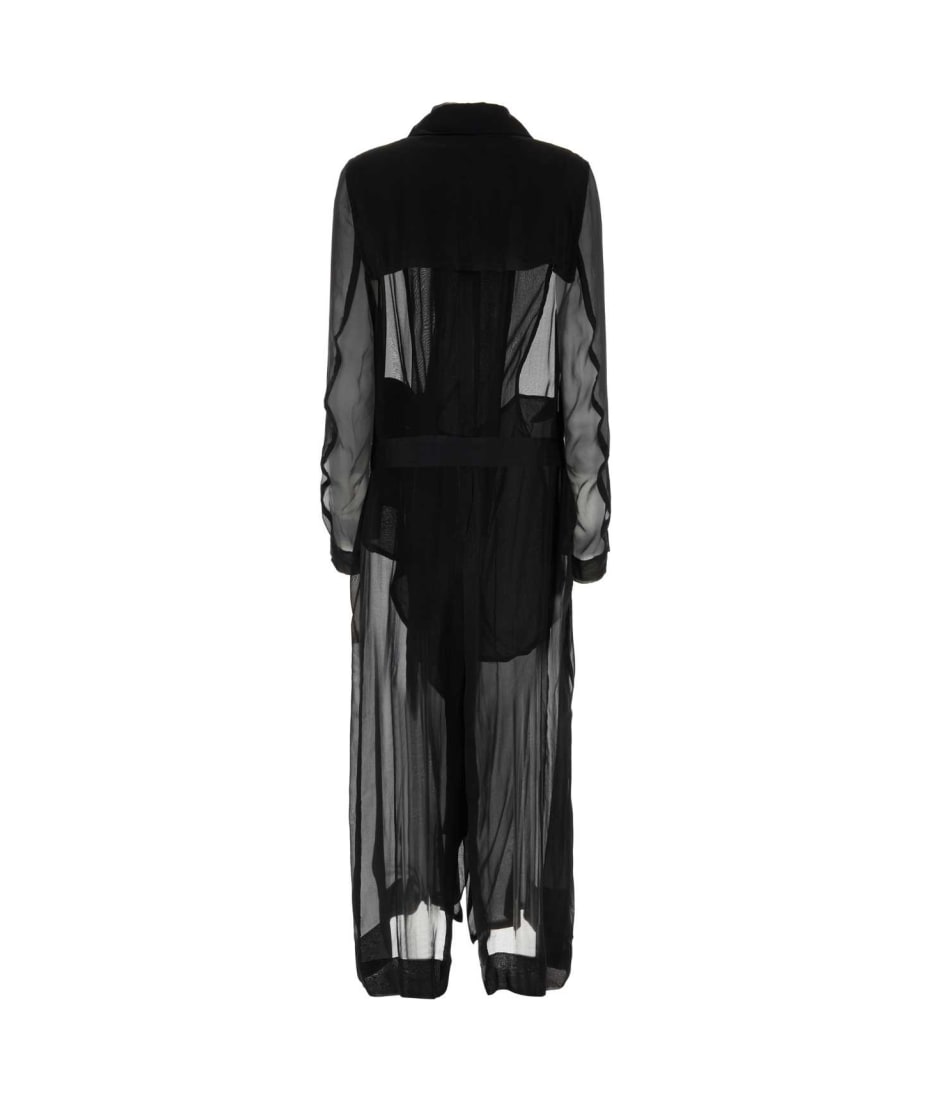 トレンチコート ANN DEMEULEMEESTER Black Crepe ine Trench Coat Ann Demeulemeester Black Crepe Georgine Trench Coat