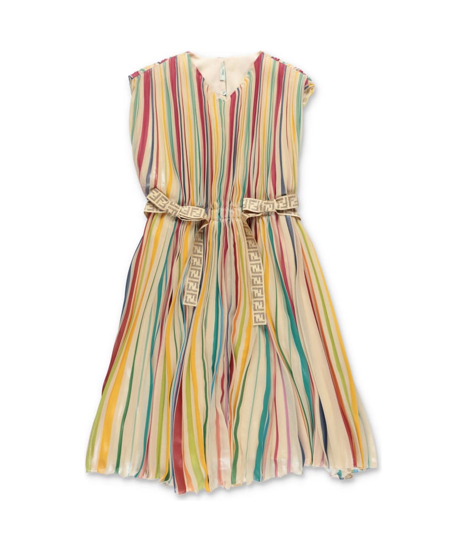 Fendi Abito A Righe Multicolor In Crepe italist