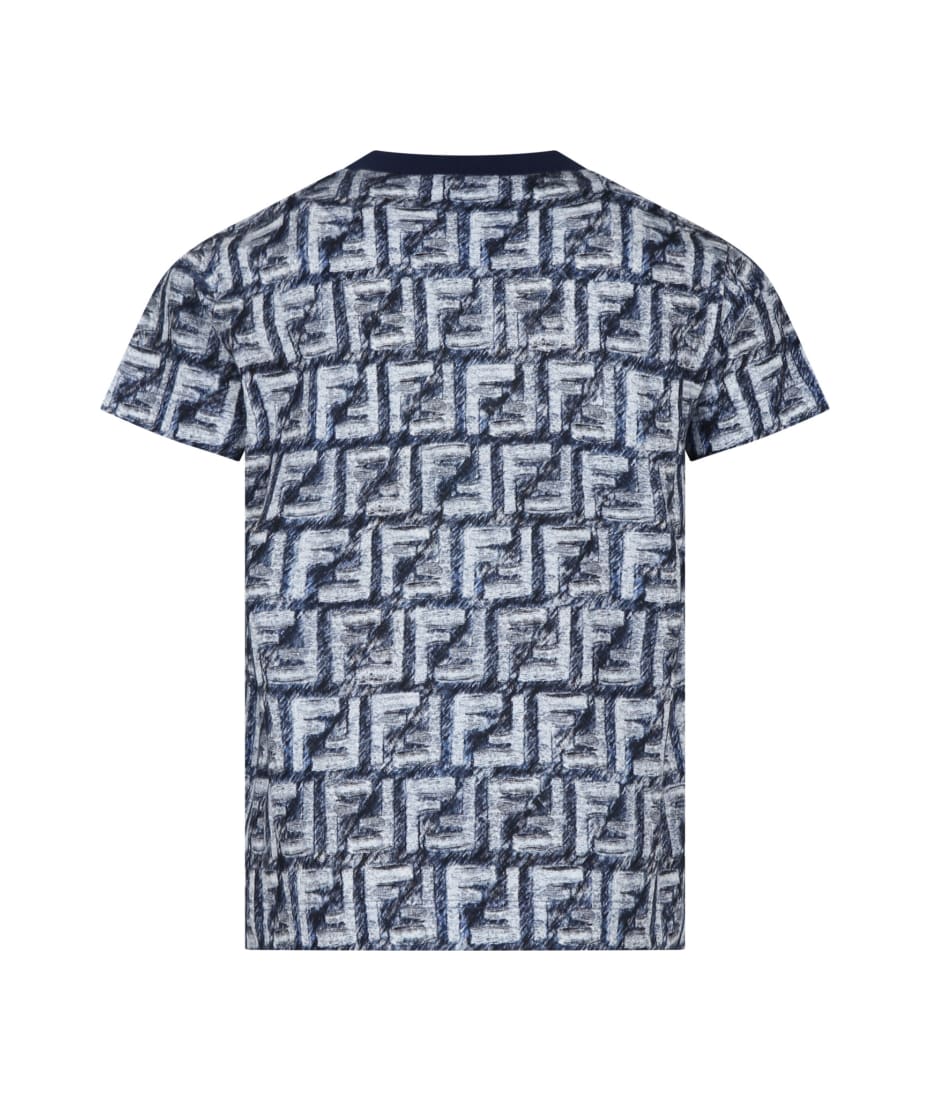 Fendi Blue T-shirt For Boy With Iconic Ff - Blue