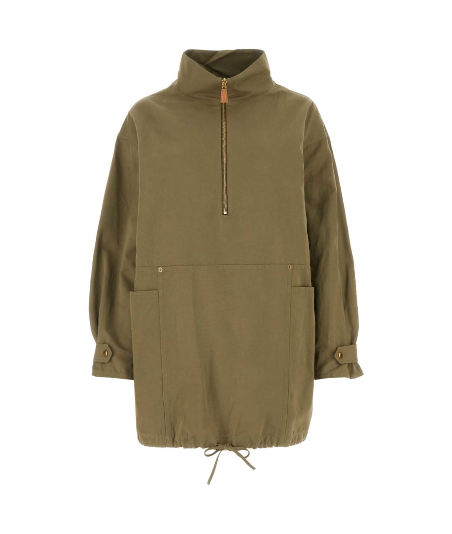 ワンピース PRADA ARMY GREEN COTTON BLEND DRESS Prada Army Green Cotton Blend Dress | italist