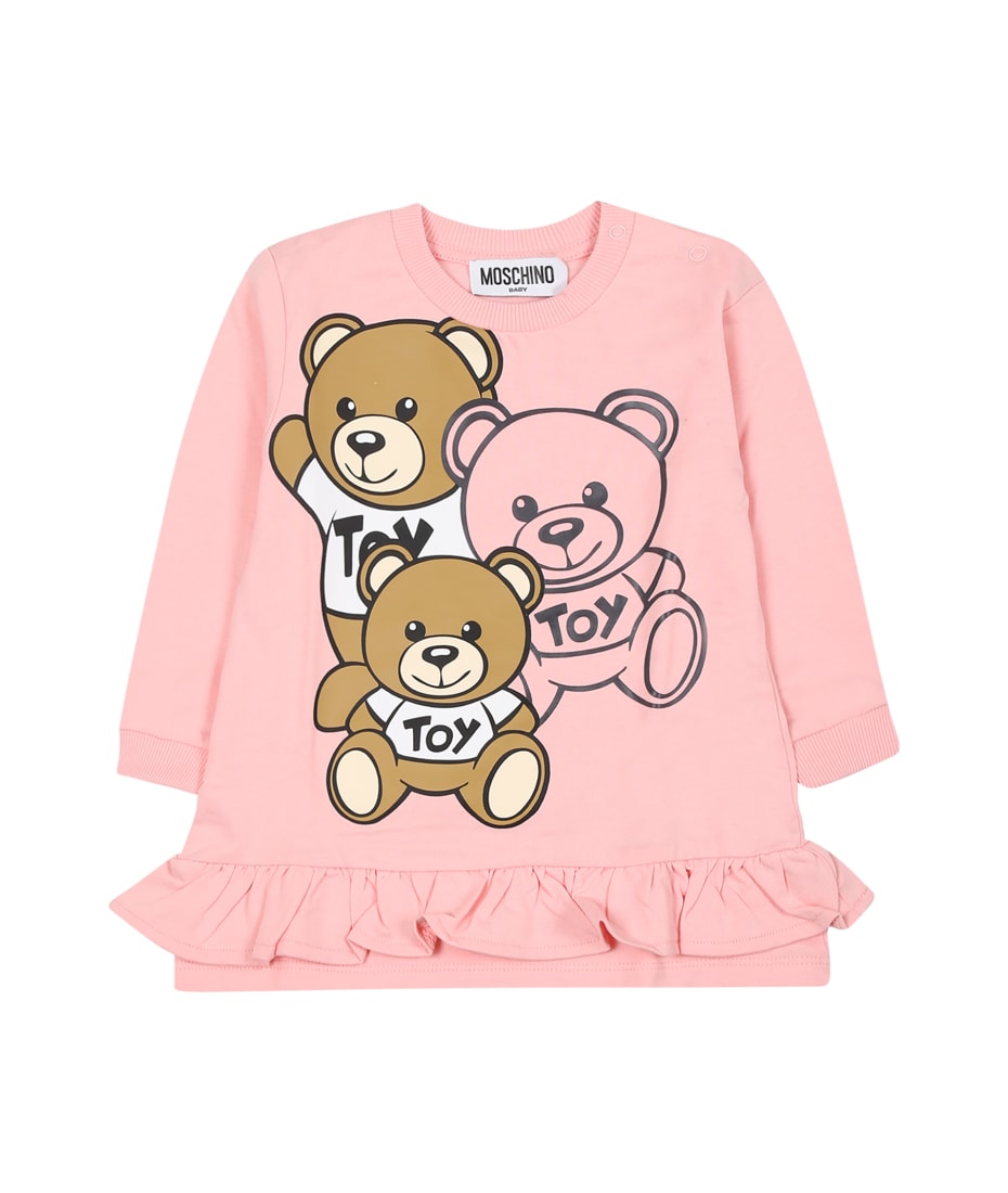 Moschino baby girls discount pink teddy sweater dress