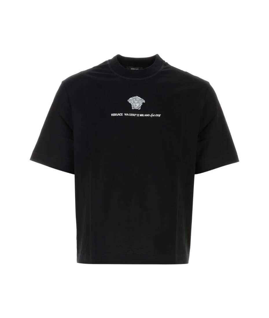 Tシャツ・カットソー VERSACE SS25 Black poplin shirt (10188431A13439 5B950) VJC74GAHI03-CJ04I-899SS23(1).jpg
