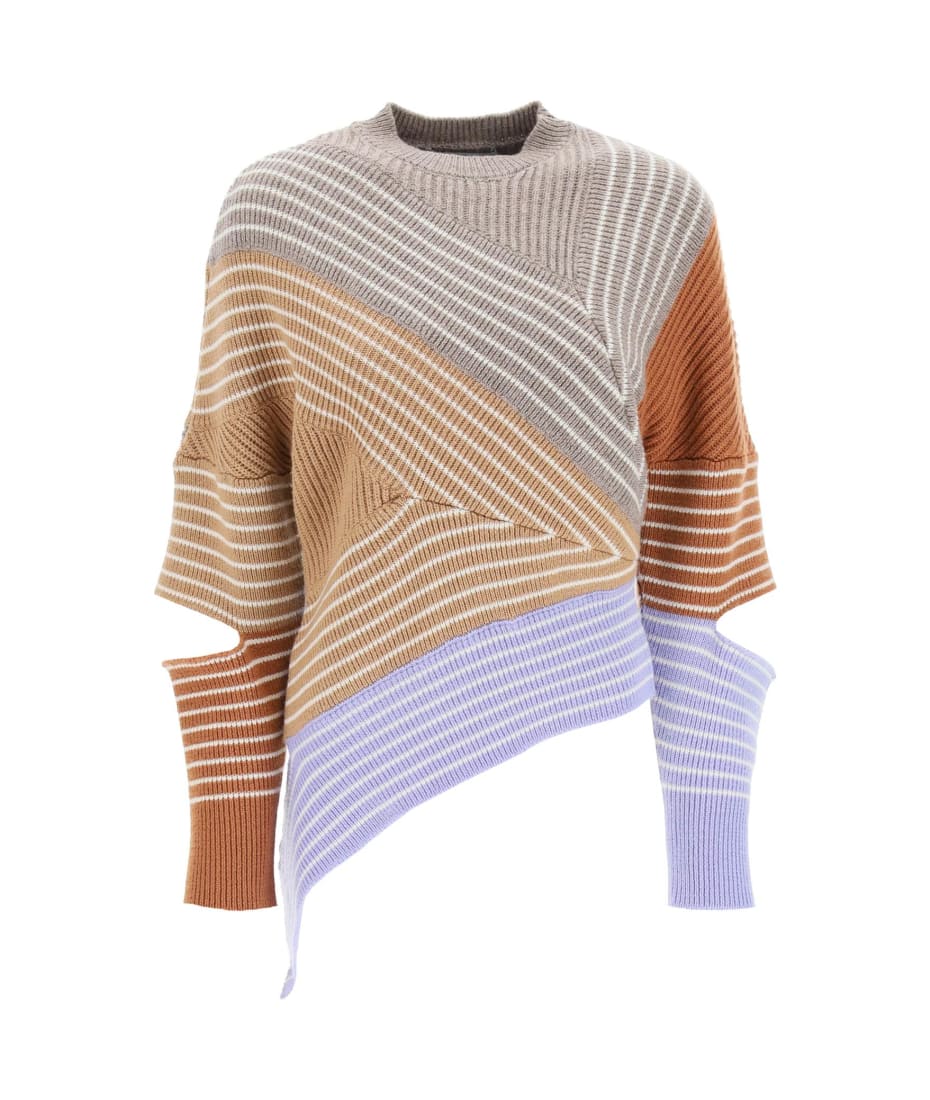 3d-stripes Asymmetric Sweater