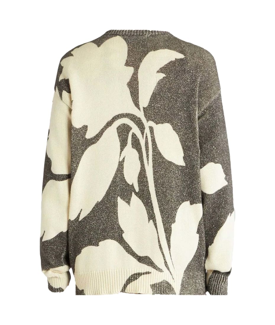 Etro Grey/white Cotton Blend Floral Print Crew Neck Long Sleeves Straight  Hem | italist, ALWAYS LIKE A SALE