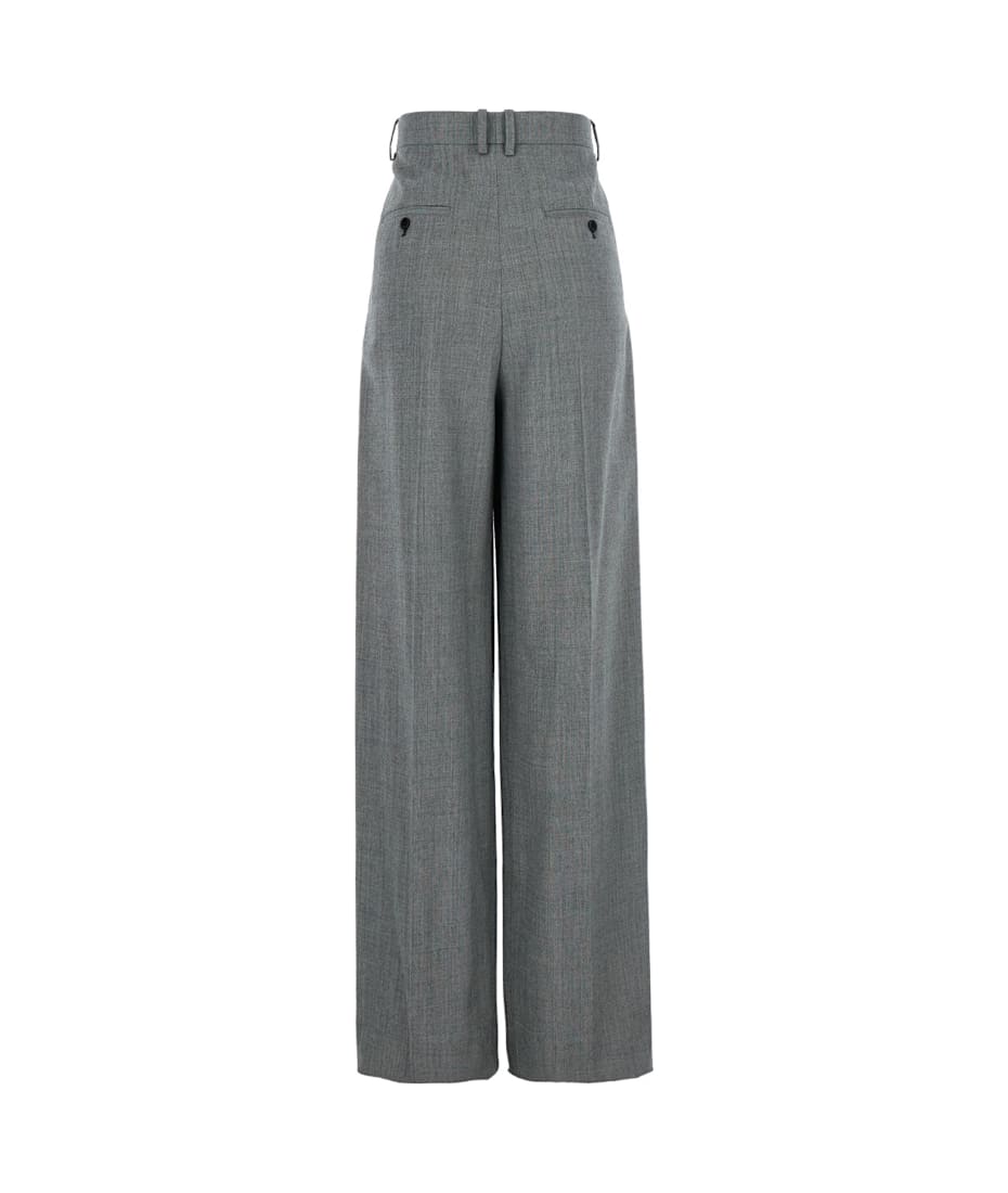【関税&送料込】Saint Laurent Grey Wool Pant SAINT LAURENT Pleated wool wide-leg pants | NET-A-PORTER