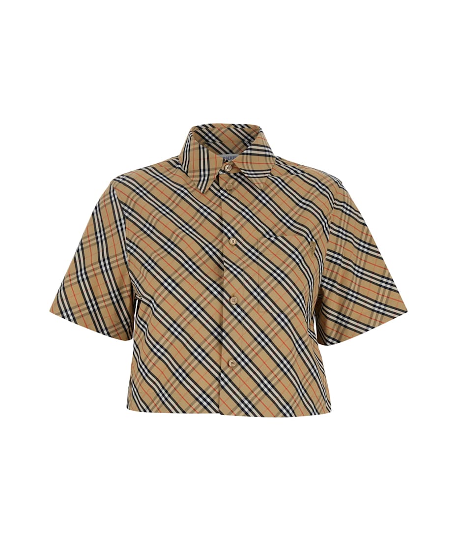 Tシャツ・カットソー BURBERRY Women Tunic Tops 8102402 C1789 Beige BURBERRY - Women Check Pattern T-Shirt – Atelier New York