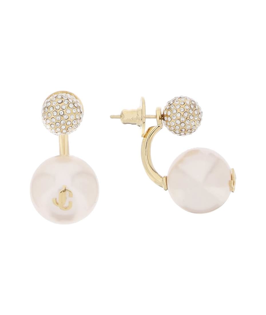 【Jimmy Choo】Auri Earring AURI EARRING | Gold-Finish Metal Pearl and Crystal Earrings