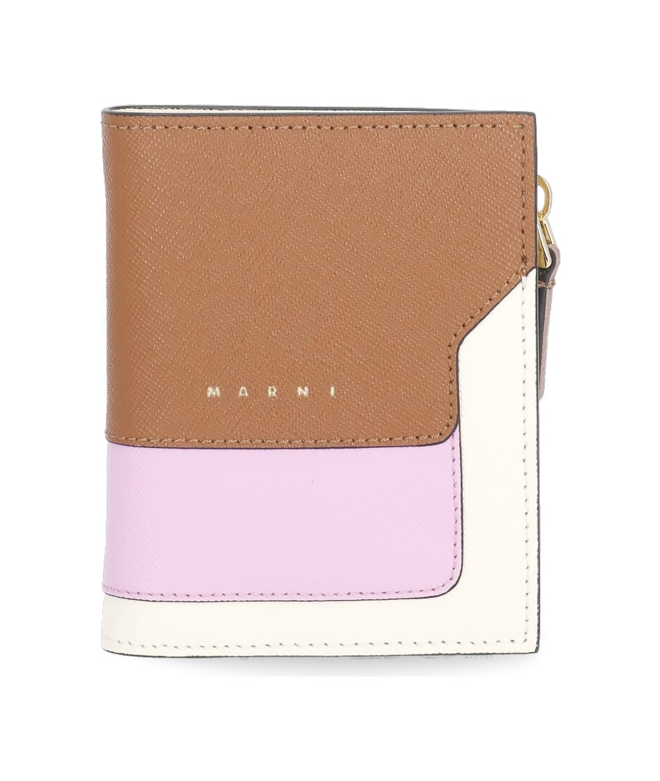 Wallets & purses Marni - Color block saffiano leather card holder