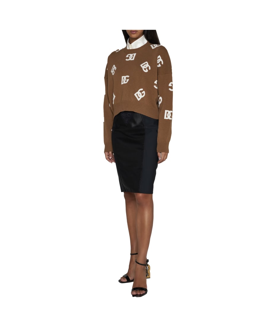 Tシャツ・カットソー Dolce & Gabbana Logo cropped sweater (FXH35TJAIH7 N0000) Dolce & Gabbana Dolce & Gabbana Cropped Sweater With