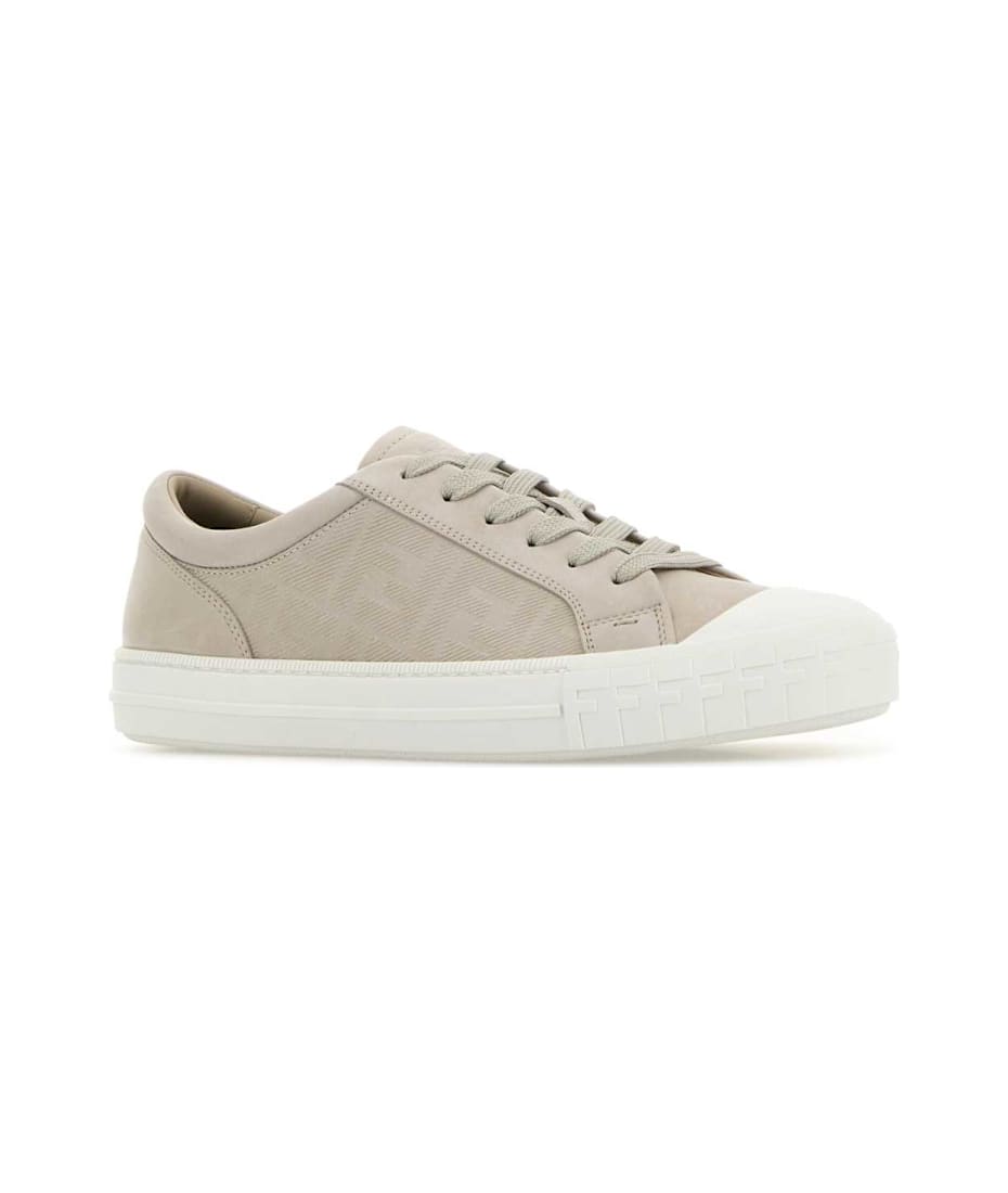 Fendi Light Grey Leather Domino Sneakers | italist