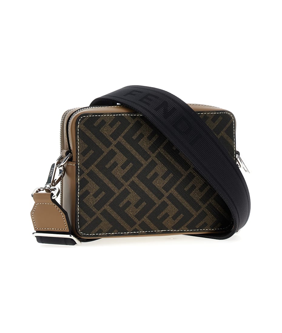 FENDI 上品 カメラケース / ショルダー Squared FF Camera Case Squared FF Camera Case Organizer Leather Black | Fendi
