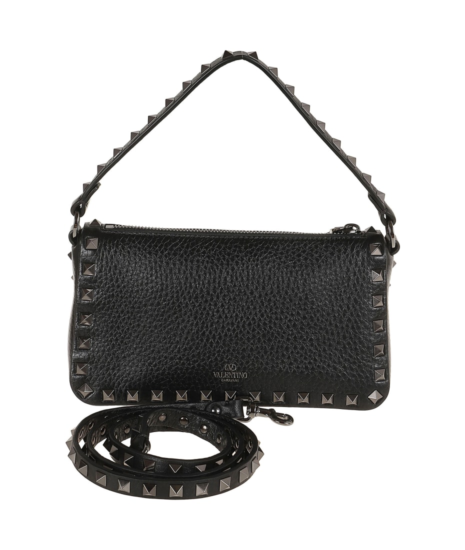 ショルダーバッグ・ポシェット VALENTINO SMALL ROCKSTUD SHOULDER BAG IN GARNET CALFSKIN Valentino Garavani Garnet Calfskin Rockstud Shoulder Bag