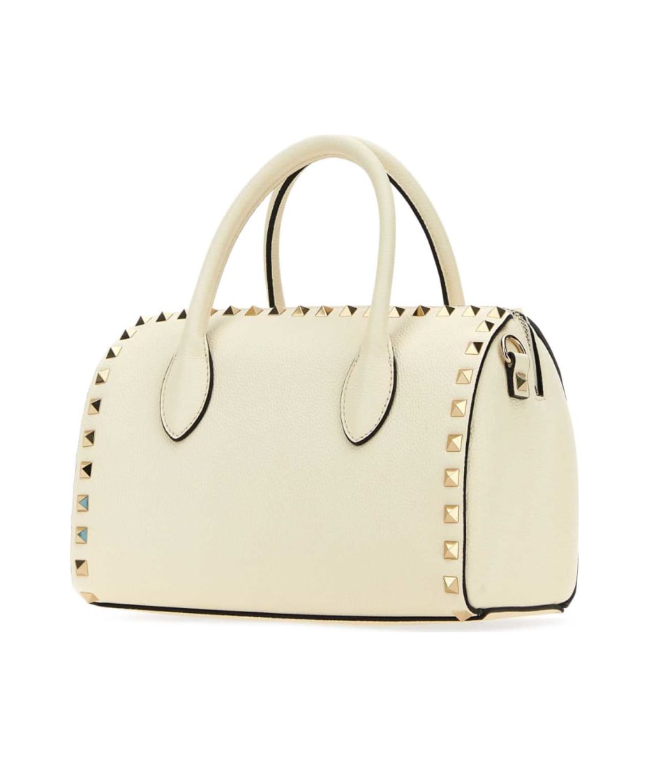 Valentino Garavani Ivory Leather Rockstud Handbag | italist