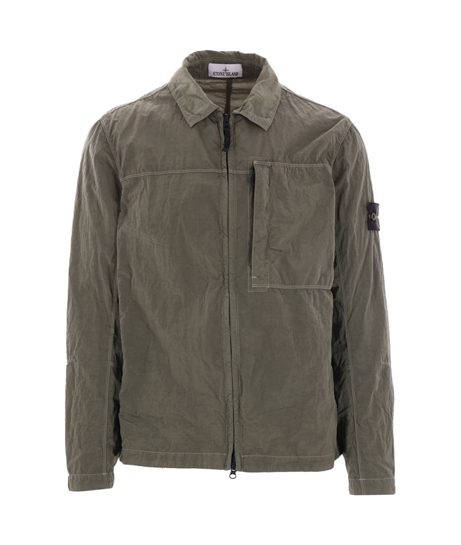 ブランド購入サイト Stone Island Compass Patch Zipped Overshirt | italist ジャケット・アウター