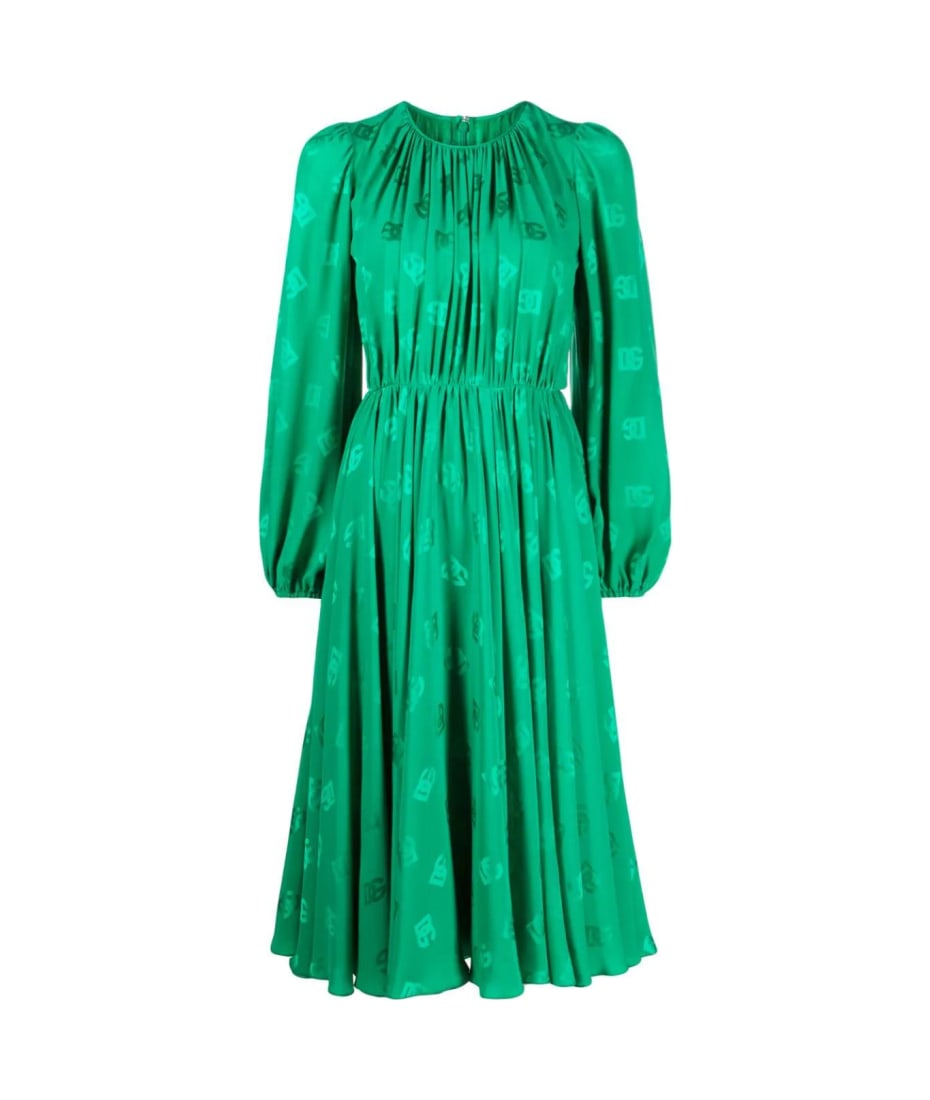 Dolce & Gabbana Logo-print Flared Silk Midi Dress | italist, ALWAYS LIKE A  SALE