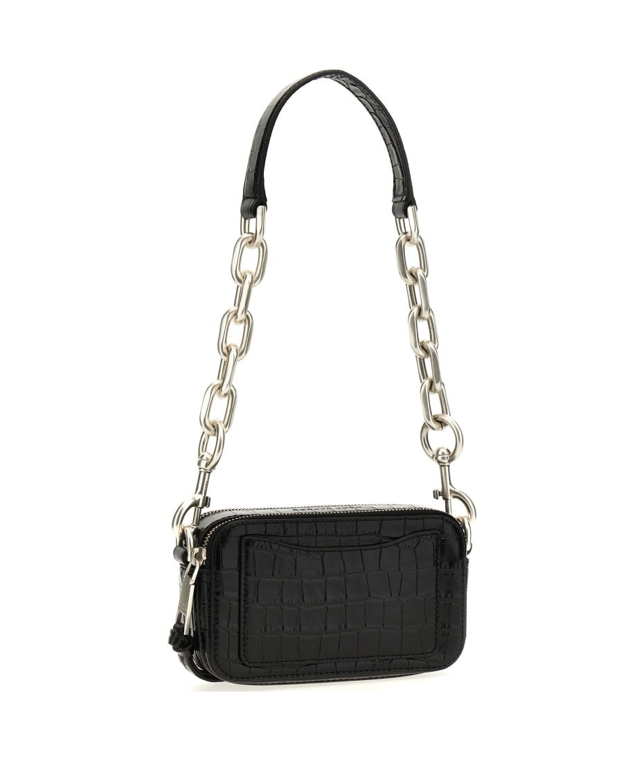 Marc Jacobs Black 'The Croc-Embossed Snapshot' Bag