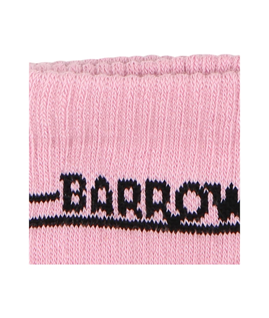Barrow Pink Socks For Girl With Smiley - Pink