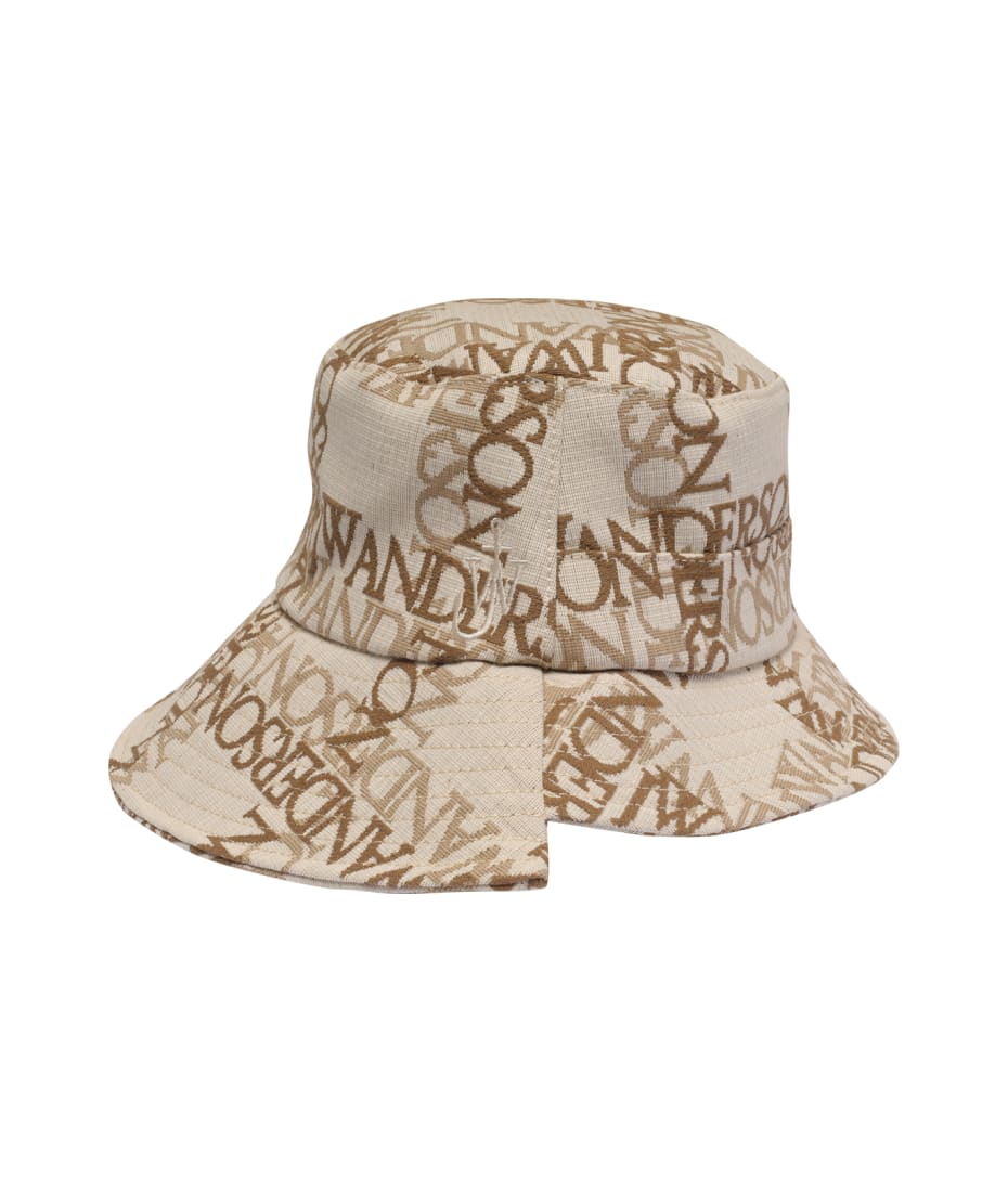 Logo Technical Bucket Hat in Beige - JW Anderson