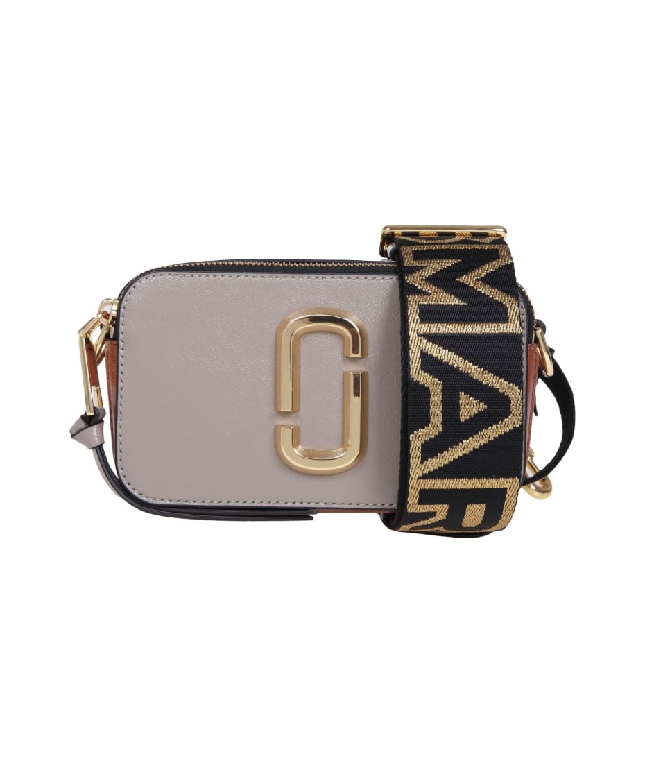 Marc Jacobs Logo Strap Snapshot Small Camera Bag Leather Cement