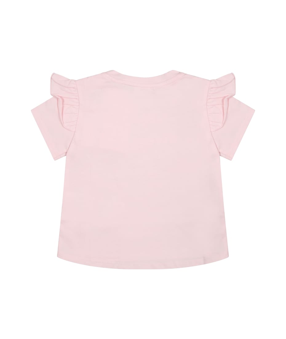 Givenchy Pink T-shirt For Baby Girl With Silver Logo